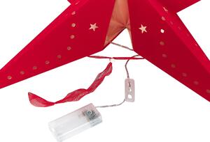 Piros Bársonyborítású LED-es Papírcsillag Kétdarabos Szettben 60 cm MOTTI