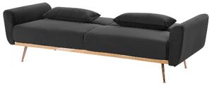 Háromszemélyes fekete bársony kanapéágy EINA