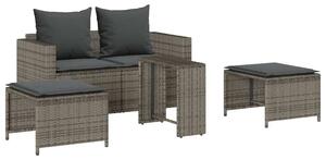 VidaXL 5 részes polyrattan kerti kanapé garnitúra párnákkal stackable