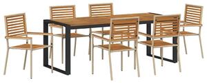 VidaXL Kert étkező szett 7 pcs Beige és barna polirattan