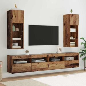 Fali TV szekrények 2 pcs Öreg fa 30,5 x 30 x 90 cm Faanyag