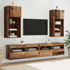 Fali TV szekrények 2 pcs Öreg fa 40,5 x 30 x 90 cm Faanyag