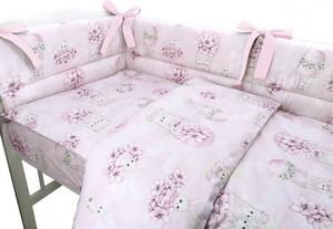 Baby Shop 3 részes ágynemű garnitúra - rózsaszín virágos nyuszi