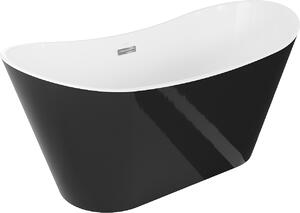 Mexen MONTANA FREE STANDING BATHTUB Fehér 150 x 75 CM + automata szifon, fekete -fehér, 52011507575