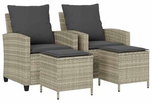 VidaXL 4 részes világosszürke polyrattan kerti ülőgarnitúra párnákkal