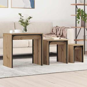 Dohányzóasztal 3 pcs Artisan tölgy Faanyag