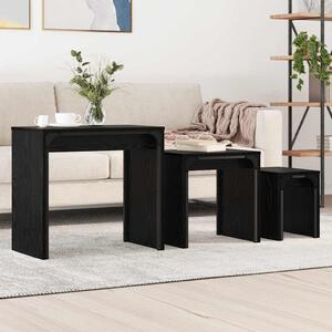 Dohányzóasztal 3 pcs Fekete tölgy Faanyag