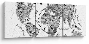 Kép - Piktogramok térképe (órával) (90x30 cm)