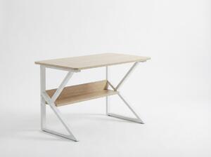 Íróasztal polccal SHAPE 80x40 cm, fehér/dub sonoma