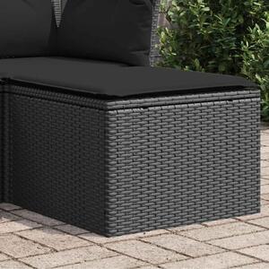 Fekete polyrattan kerti ülőke párnával 55 x 55 x 37 cm