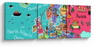 Kép - gyermek térkép Európa (órával) (90x30 cm)