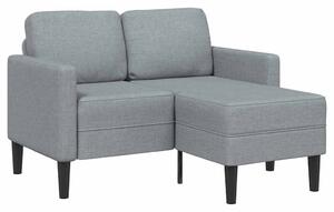 Világosszürke anyagból 2 üléses kanapé L-alakú kanapéval 125 cm
