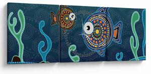 Kép - festett hal (órával) (90x30 cm)