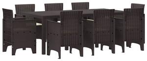 VidaXL Kert étkező szett 9 pcs Barna Polt rattan