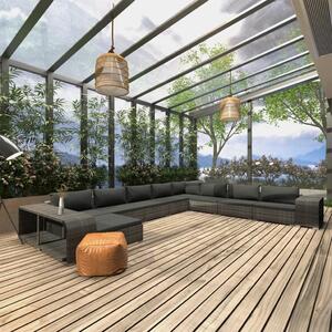 VidaXL 11 részes szürke polyrattan kerti bútorszett párnákkal