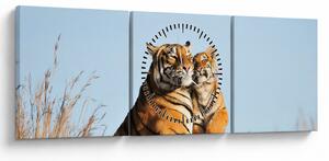 Kép - Tigris és a kölyke (órával) (90x30 cm)