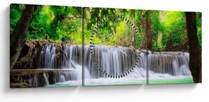 Kép egy vízesésről Kanchanaburiban, Thaiföldön (órával) (90x30 cm)