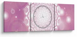 Egy mandala képe rózsaszín háttérrel (órával) (90x30 cm)