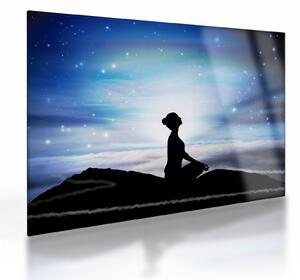 Meditáló nő képe (üvegen) (70x50 cm)