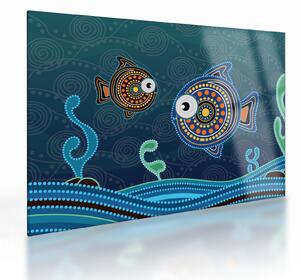 Kép - festett hal (üvegen) (70x50 cm)
