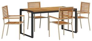 VidaXL Kert étkező szett 5 pcs Beige és barna polirattan