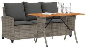 VidaXL 3 személyes szürke polyrattan kerti kanapé asztallal&párnával