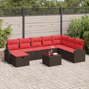 Kerti Kanapé Szett párnával tárolóval 9 pcs Barna Poli rattan