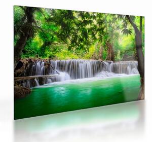 Kép egy vízesésről Kanchanaburiban, Thaiföldön (üvegen) (70x50 cm)