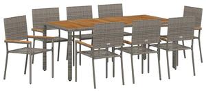 VidaXL Kert étkező szett 9 pcs Szürke polirattan