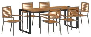 VidaXL Kert étkező szett 7 pcs Szürke és Barna polirattan