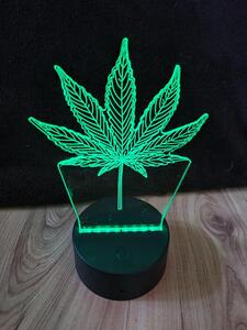 3D figurás asztali lámpa, éjjeli lámpa 16 szín távirányítóval Cannabis