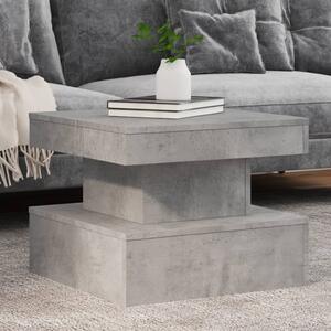 Betonszürke dohányzóasztal LED-lámpákkal 50 x 50 x 40 cm