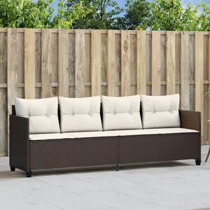 VidaXL barna polyrattan napozóágy párnával
