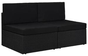 2 személyes fekete elemes polyrattan kanapé