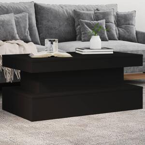 Fekete dohányzóasztal LED-lámpákkal 90x50x40 cm