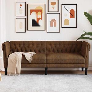 3 személyes barna szövet Chesterfield kanapé