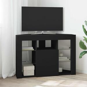 Sarok LED TV szekrény 100x40x68cm Fekete Szerelt Fa