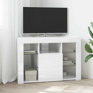 Sarok LED TV szekrény 100x40x68cm Magas fényű Fehér Szerelt Fa