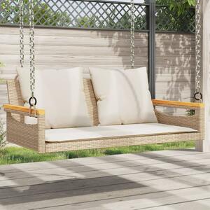 Bézs polyrattan hintapad párnákkal 109 x 62 x 40 cm