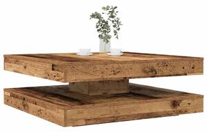 Antik fa dohányzóasztal 360 fokban forgatható 90x90x34,5 cm