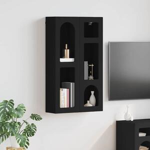 Függő szekrény polcokkal Fekete 59 x 20 x 100 cm Faanyag