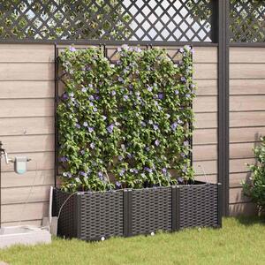 VidaXL Kerti cserép 3 pcs Fekete 120 x 40 x 142 cm Műanyag