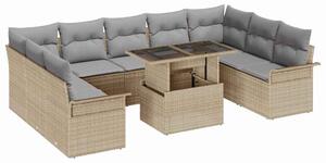 Kerti Kanapé Szett 10 pcs Bézs 100 x 55 x 73 cm Poli rattan