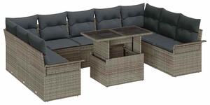 Kerti Kanapé Szett párnával párnával 10 pcs Szürke Poly Rattan