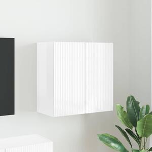 TV Fali Szekrény Magas Fényű Fehér 59,5 x 31 x 60 cm Faanyag