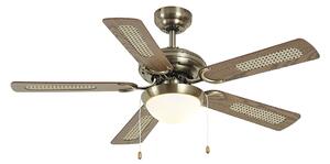 Mennyezeti ventilátor sárgaréz színben, famintával és rattan 105 cm-es húzókapcsolóval - Mistral Majas