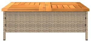 VidaXL bézs polyrattan és akácfa kerti asztal 70 x 70 x 25 cm