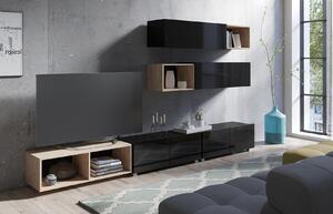 Nappali fal Calabria C25 BLACK (fekete + artisan tölgy) (világítás nélkül). 1051561