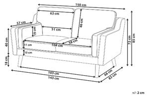 Kétszemélyes kanapé Lulea (szürke). 1008775