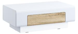 Dohányzóasztal Torsone 111, Laminált forgácslap, 39x60cm, Fehér, San remo tölgy, Fényes fehér